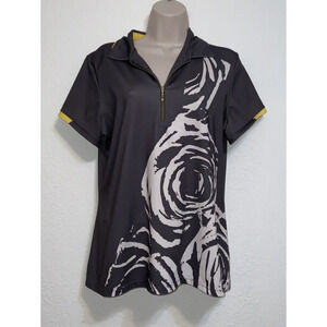 Nancy‎ Lopez Womens Desert Dry Gray Short Sleeve 1/4 Zip T Shirt Size L